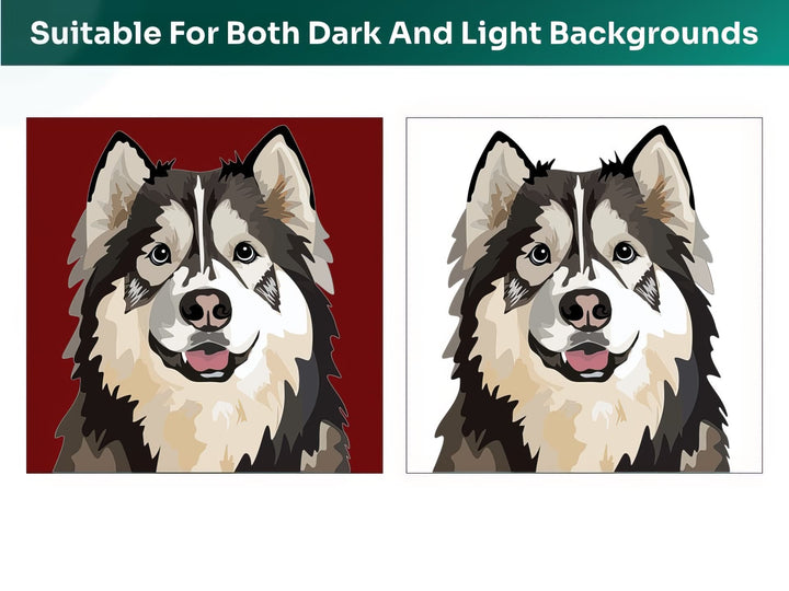 All Alaskan Malamute Pet Portraits are suitable for both dark and light backgrounds