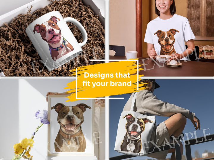 American Staffordshire Terrier Dog Portrait: Design Examples. Bring your product ideas to life