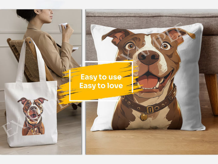 American Staffordshire Terrier Dog Portrait: Mockup Examples. Bring your gift ideas to life