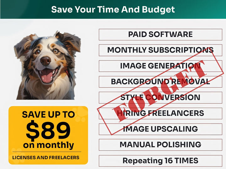 Save Time and Money with Australian Shepherd Pet Portraits Bundle – Skip Freelancers and Manual Design