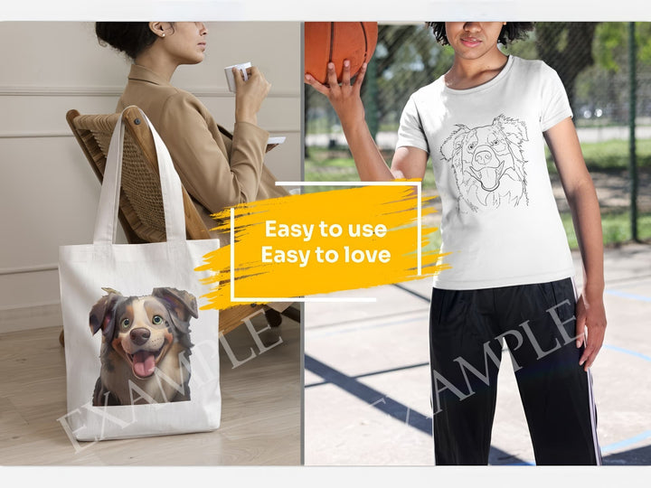 Australian Shepherd Dog Portrait: Mockup Examples. Bring your gift ideas to life
