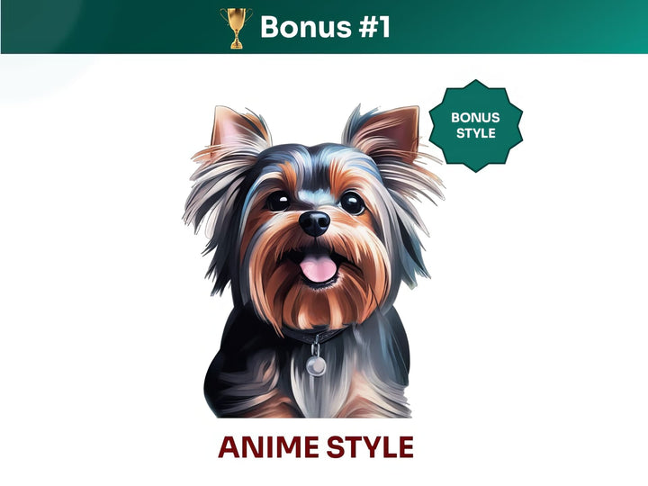 Get your extra bonus #1 - a unique Australian Silky Terrier Dog Portrait in Anime art style.