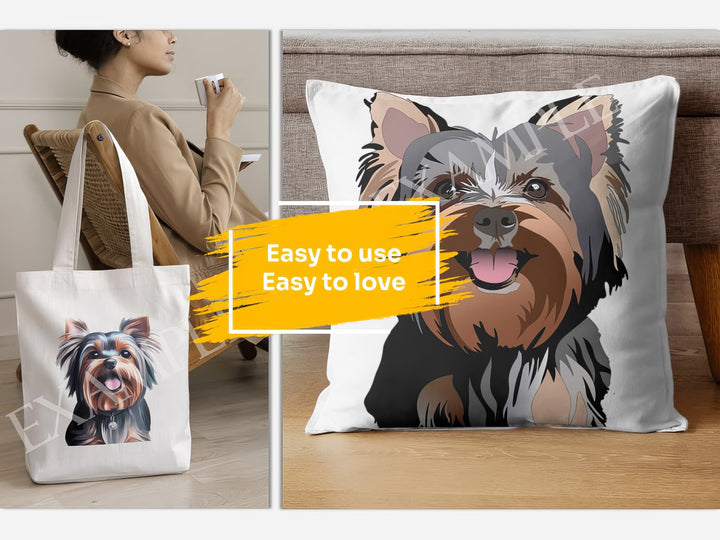 Australian Silky Terrier Dog Portrait: Mockup Examples. Bring your gift ideas to life
