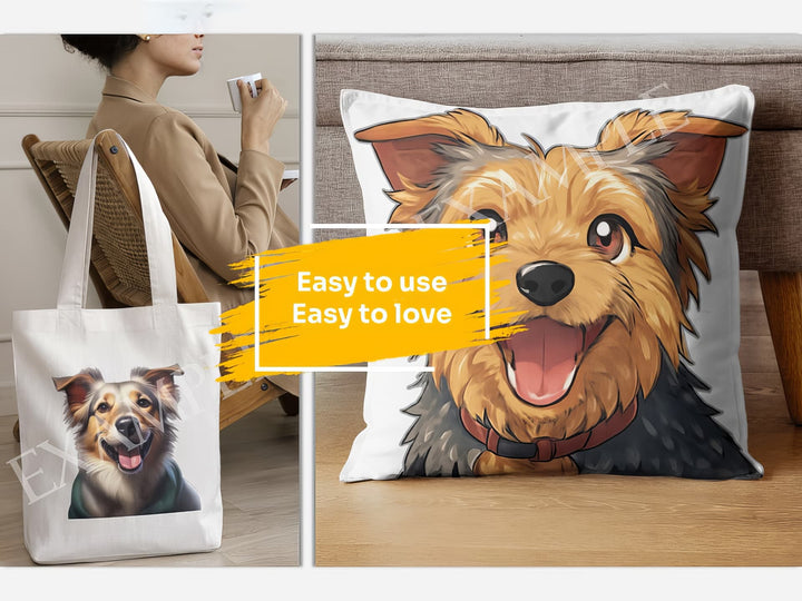 Australian Terrier Dog Portrait: Mockup Examples. Bring your gift ideas to life
