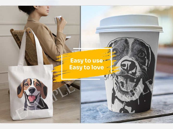 Beagle Dog Portrait: Mockup Examples. Bring your gift ideas to life