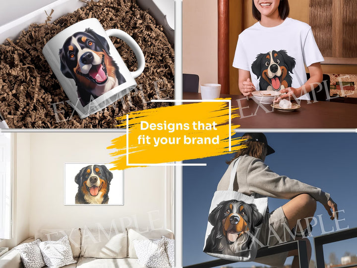 Bernese Mountain Dog Dog Portrait: Design Examples. Bring your product ideas to life