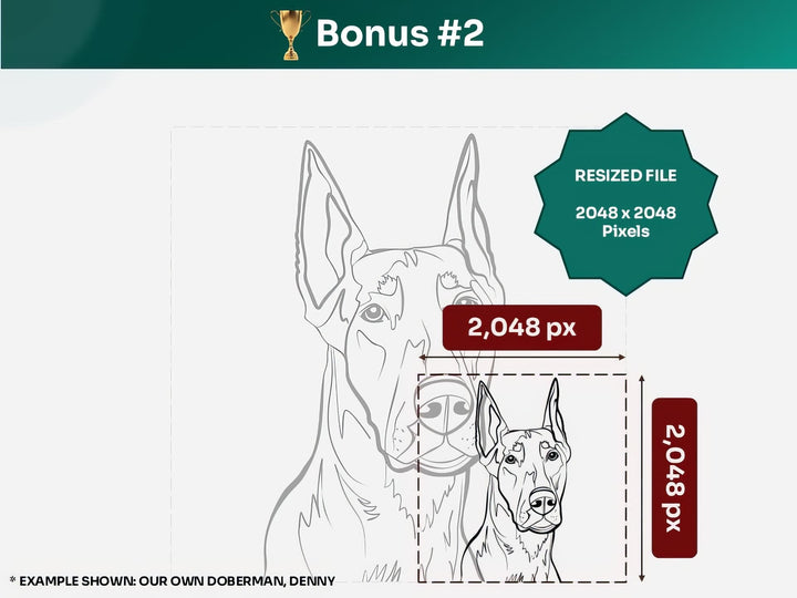 Get Your Bonus #2 – 2048x2048 Black White Line Art Dog Digital Portrait for phone cases, frames, and small printables