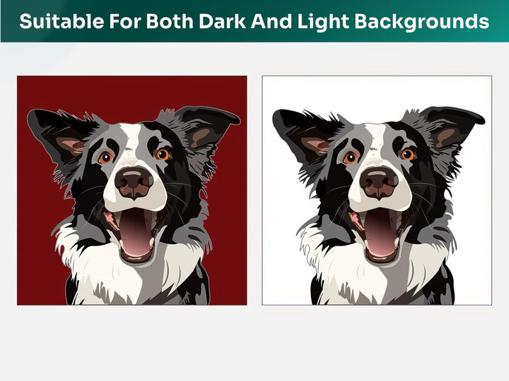 All Border Collie Pet Portraits are suitable for both dark and light backgrounds