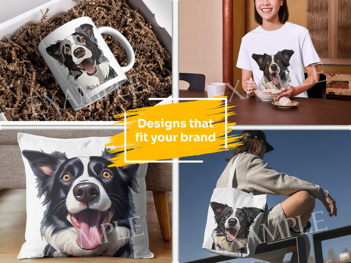 Border Collie Dog Portrait: Design Examples. Bring your product ideas to life