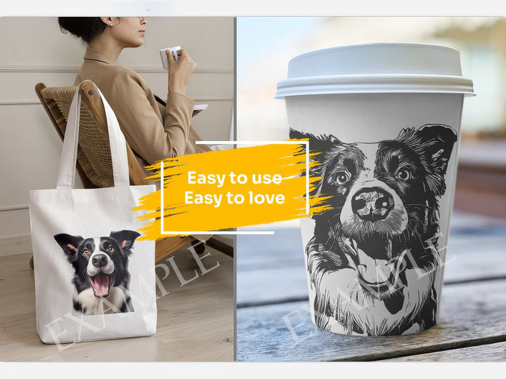 Border Collie Dog Portrait: Mockup Examples. Bring your gift ideas to life