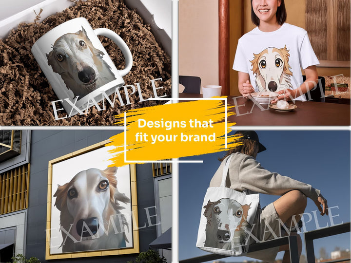 Borzoi Dog Portrait: Design Examples. Bring your product ideas to life