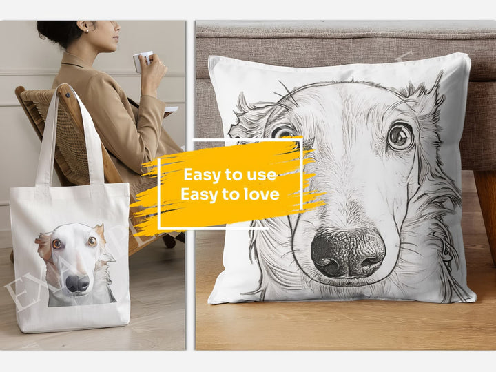 Borzoi Dog Portrait: Mockup Examples. Bring your gift ideas to life