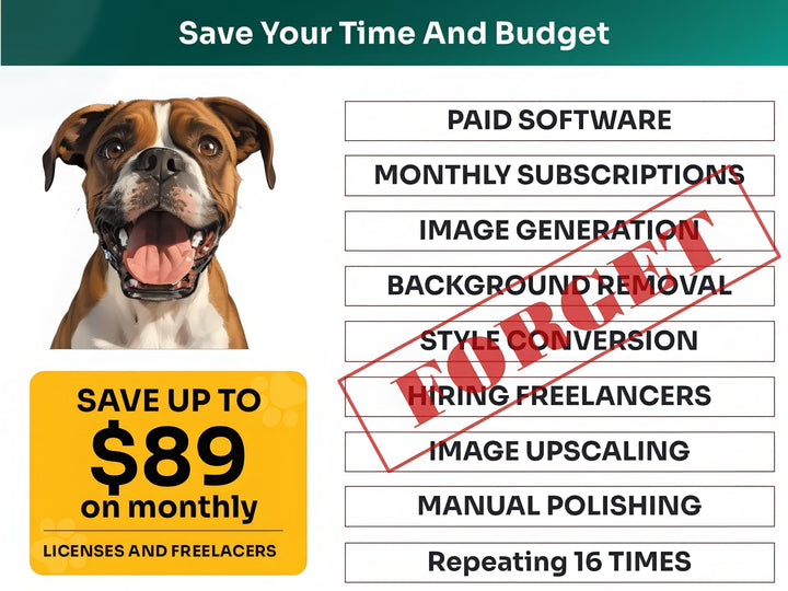 Save Time and Money with Boxer Pet Portraits Bundle – Skip Freelancers and Manual Design