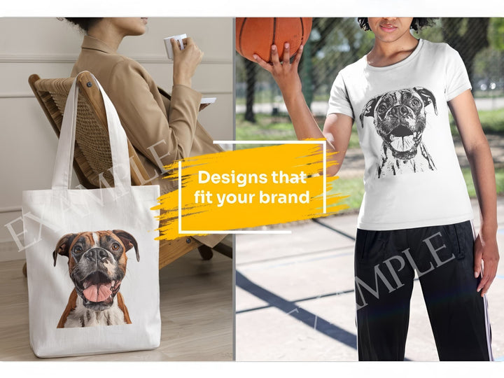 Boxer Dog Portrait: Mockup Examples. Bring your gift ideas to life