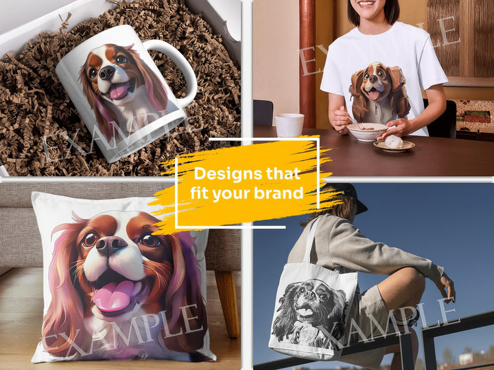 Cavalier King Charles Spaniel Dog Portrait: Design Examples. Bring your product ideas to life
