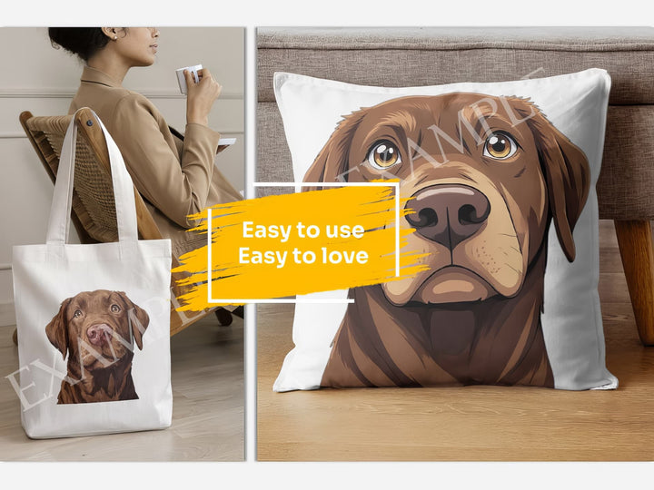 Chesapeake Bay Retriever Dog Portrait: Mockup Examples. Bring your gift ideas to life