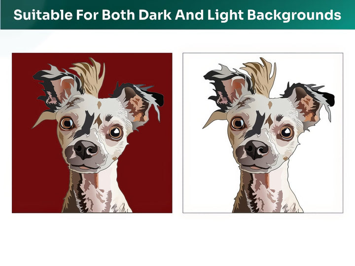All Chinese Crested Pet Portraits are suitable for both dark and light backgrounds