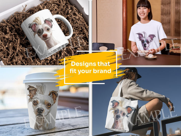 Chinese Crested Dog Portrait: Design Examples. Bring your product ideas to life