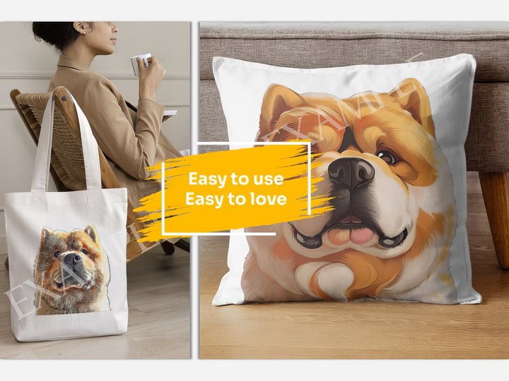 Chow Chow Dog Portrait: Mockup Examples. Bring your gift ideas to life