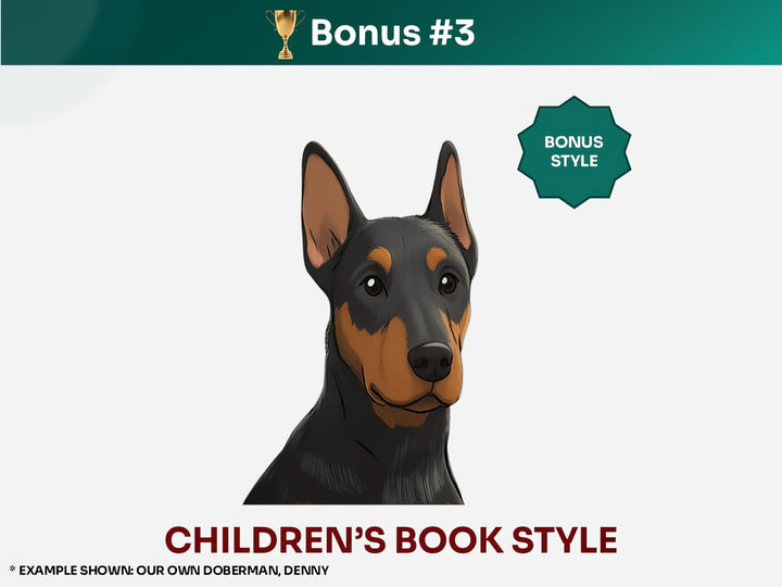Get your bonus #3 - Adorable Custom dog illustration in children’s book art style