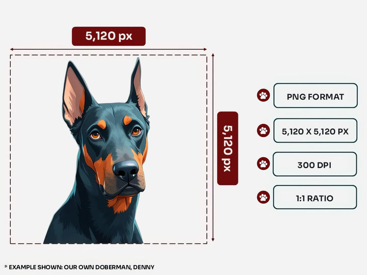 Custom Dog Portrait PNG Files – 5120x5120 px, 300 DPI, Transparent Background, Square 1:1 Ratio