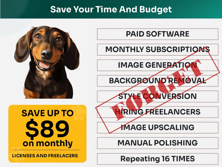 Save Time and Money with Dachshund Pet Portraits Bundle – Skip Freelancers and Manual Design