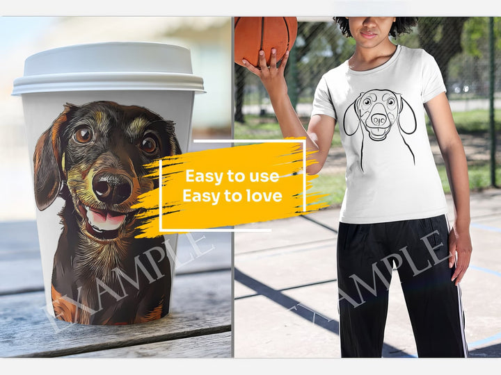Dachshund Dog Portrait: Mockup Examples. Bring your gift ideas to life