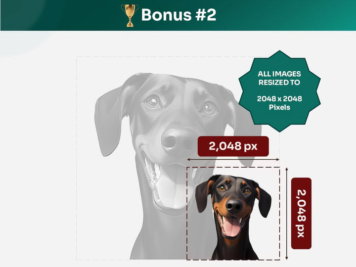 Get your bonus #2 – Doberman Pinscher Digital Art in 2048x2048 px, Perfect for Phone Cases, Photo Frames, and Small Designs