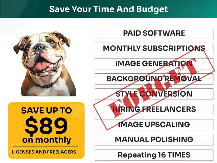 Save Time and Money with English Bulldog Pet Portraits Bundle – Skip Freelancers and Manual Design
