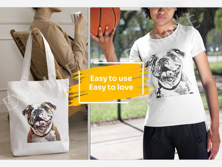 English Bulldog Dog Portrait: Mockup Examples. Bring your gift ideas to life