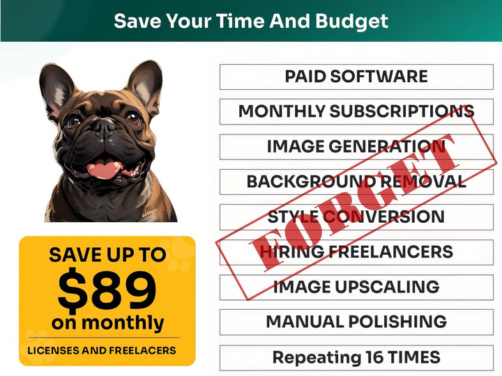 Save Time and Money with French Bulldog Pet Portraits Bundle – Skip Freelancers and Manual Design