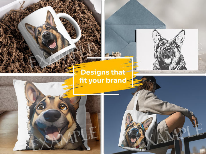 German Shepherd Dog Portrait: Design Examples. Bring your product ideas to life