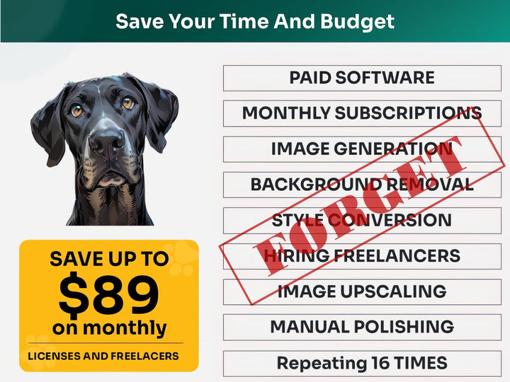 Save Time and Money with Great Dane Pet Portraits Bundle – Skip Freelancers and Manual Design