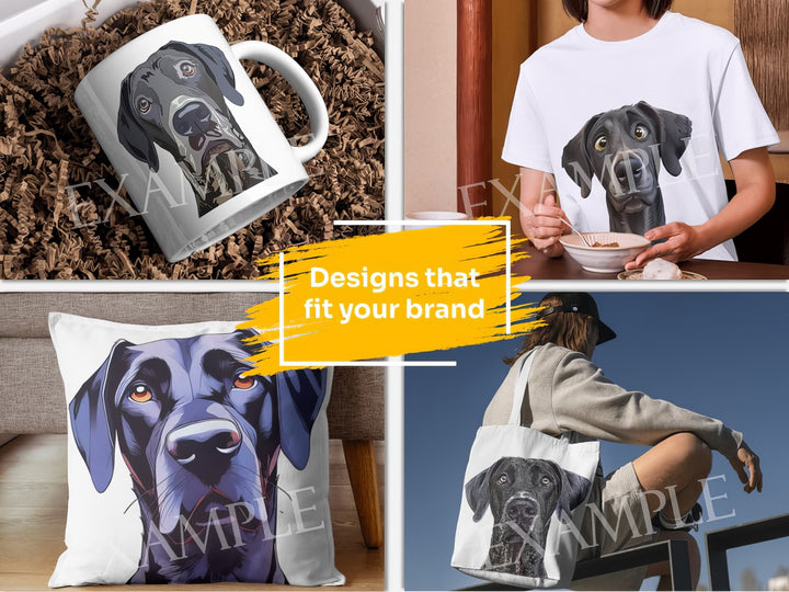 Great Dane Dog Portrait: Design Examples. Bring your product ideas to life