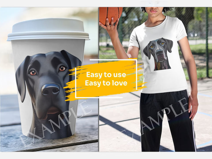 Great Dane Dog Portrait: Mockup Examples. Bring your gift ideas to life