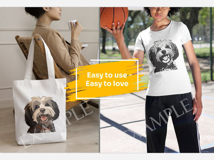 Havanese Dog Portrait: Mockup Examples. Bring your gift ideas to life