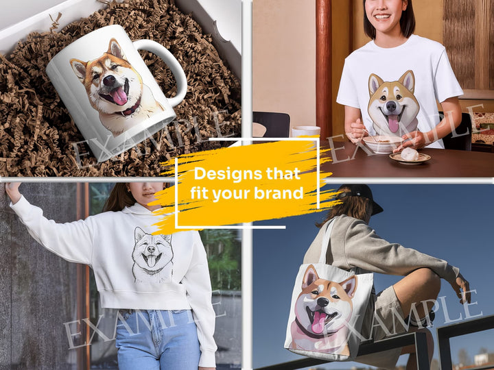 Japan Akita Inu Dog Portrait: Design Examples. Bring your product ideas to life