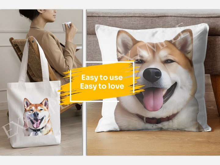Japan Akita Inu Dog Portrait: Mockup Examples. Bring your gift ideas to life