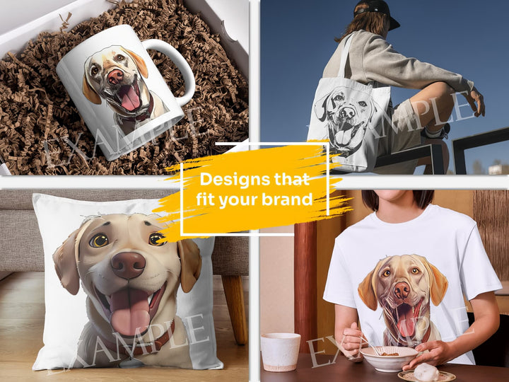Labrador Retriever Dog Portrait: Design Examples. Bring your product ideas to life