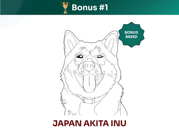 Get your bonus #1 - a unique Line Art Black White Japan Akita Inu Dog Portrait