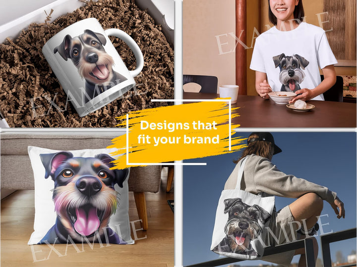 Miniature Schnauzer Dog Portrait: Design Examples. Bring your product ideas to life