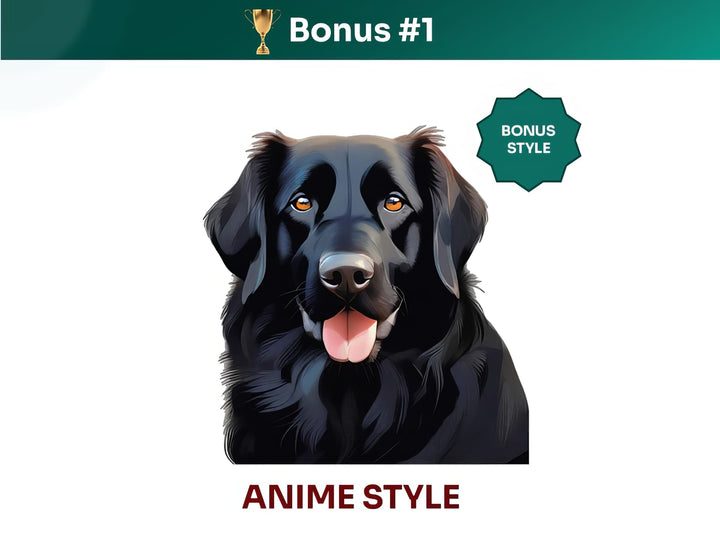 Get your extra bonus #1 - a unique Newfoundland Dog Portrait in Anime art style.