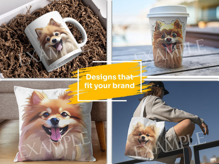 Pomeranian Dog Portrait: Design Examples. Bring your product ideas to life