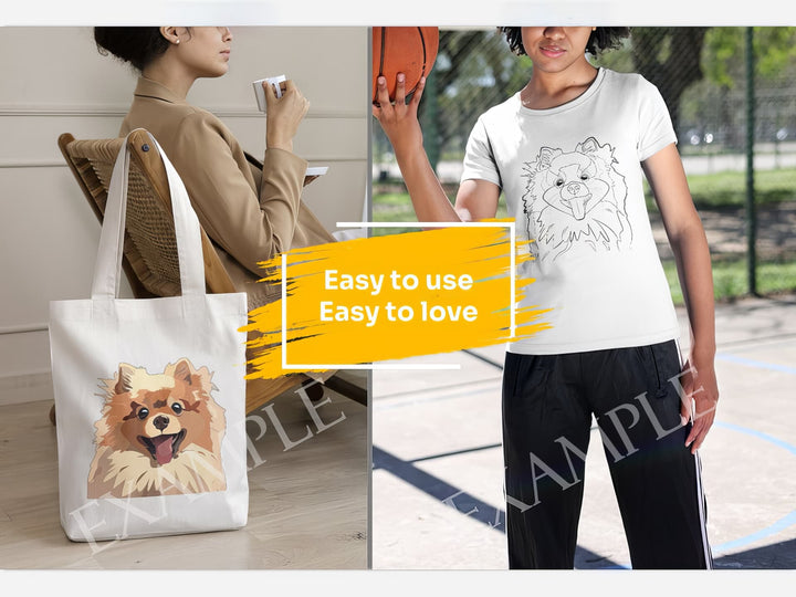 Pomeranian Dog Portrait: Mockup Examples. Bring your gift ideas to life