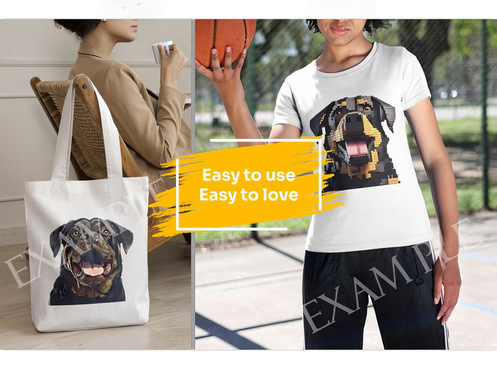 Rottweiler Dog Portrait: Mockup Examples. Bring your gift ideas to life