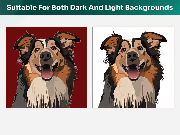 All Shetland Sheepdog Pet Portraits are suitable for both dark and light backgrounds