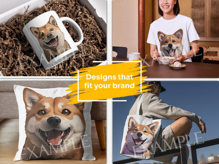 Shiba Inu Dog Portrait: Design Examples. Bring your product ideas to life