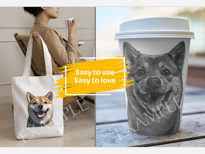 Shiba Inu Dog Portrait: Mockup Examples. Bring your gift ideas to life