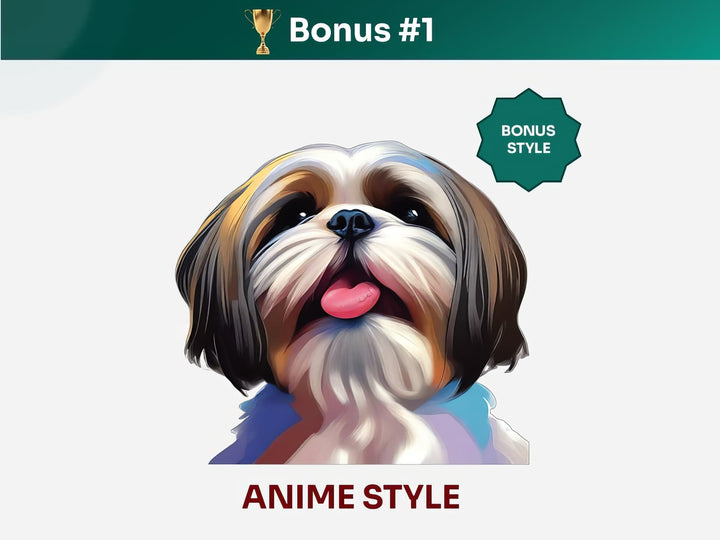 Get your extra bonus #1 - a unique Shih Tzu Dog Portrait in Anime art style.