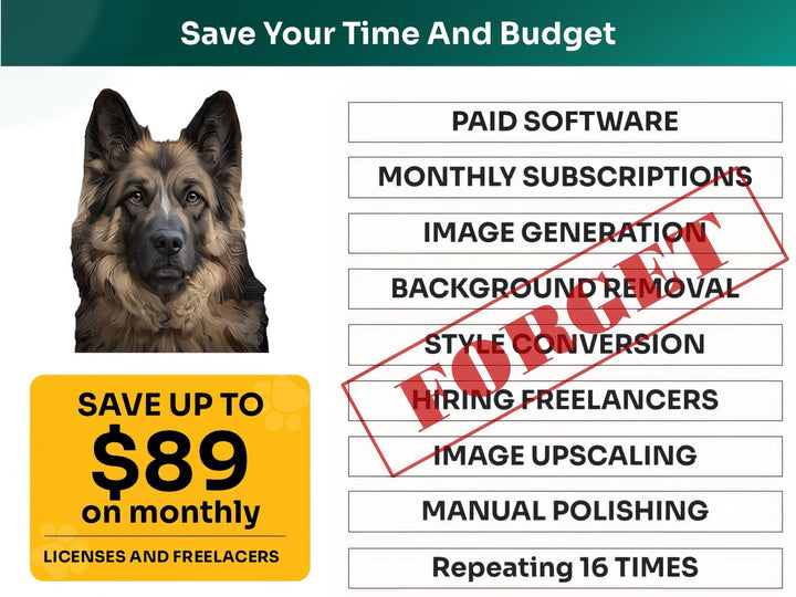 Save Time and Money with Shiloh Shepherd Pet Portraits Bundle – Skip Freelancers and Manual Design